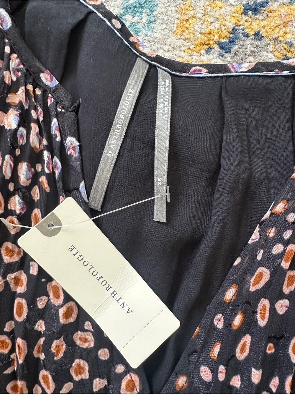Anthropologie NWT Toulon Pleated Mini Dress Leopard Print Black Tunic XS - Picture 5 of 6